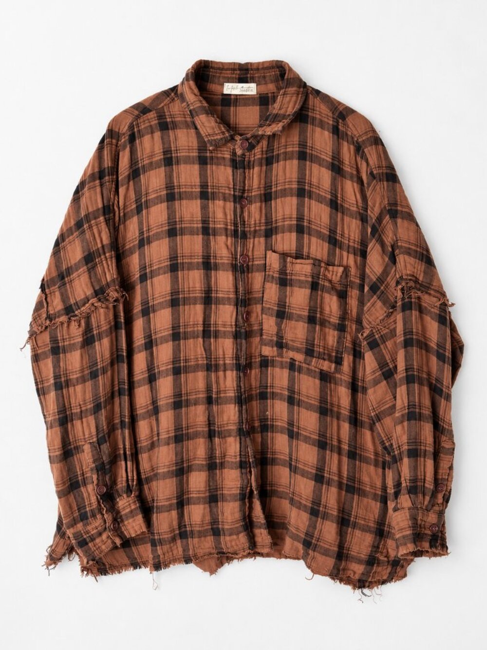 CP Shades x Free People Ragged Marella Plaid Top Button Down Shirt XL Brown